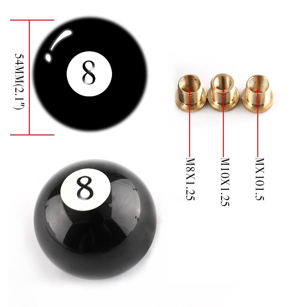 No.8 Billiard Ball Round Universal Custom Gear Shifter Shift Knob W/ 3 Adapters