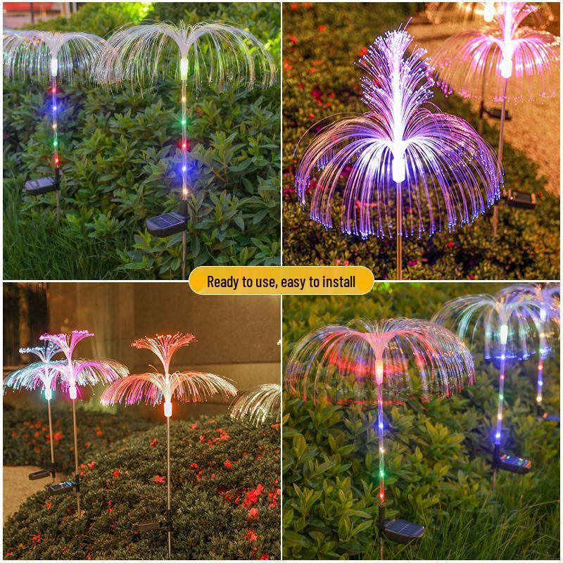 Outdoor Waterproof Fiber Optic Jellyfish Light: Seven-Color Changing Solar Garden Landscape Night Light