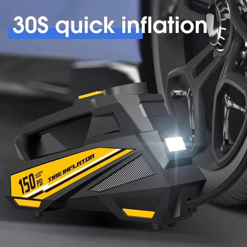 2024 Недавно модернизированный проводной портативный автомобильный воздушный насос HD с цифровым дисплеем со встроенным освещением 12 В 150 фунтов на квадратный дюйм подходит для различных автомобильных шин