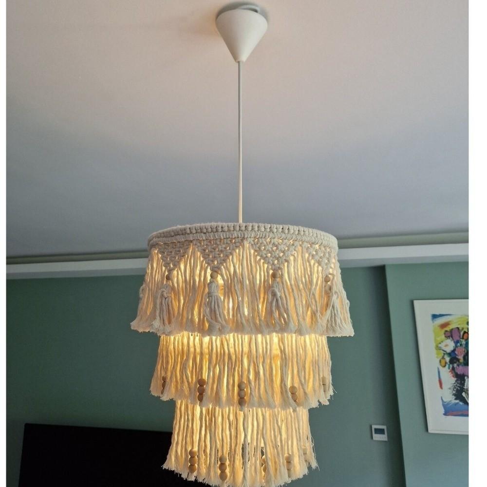 Handwoven Bohemian Tassel Lampshade Hanging Tassel Light Shell Hanging Light Cover Home Decor