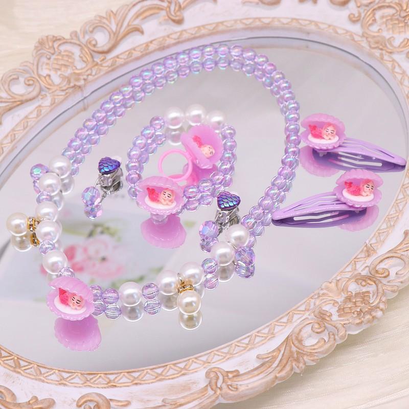 Детские аксессуары для ожерелья, Ракушка, Барби розовый, Милые украшения для девочек, Браслет-ожерелье из искусственного жемчуга