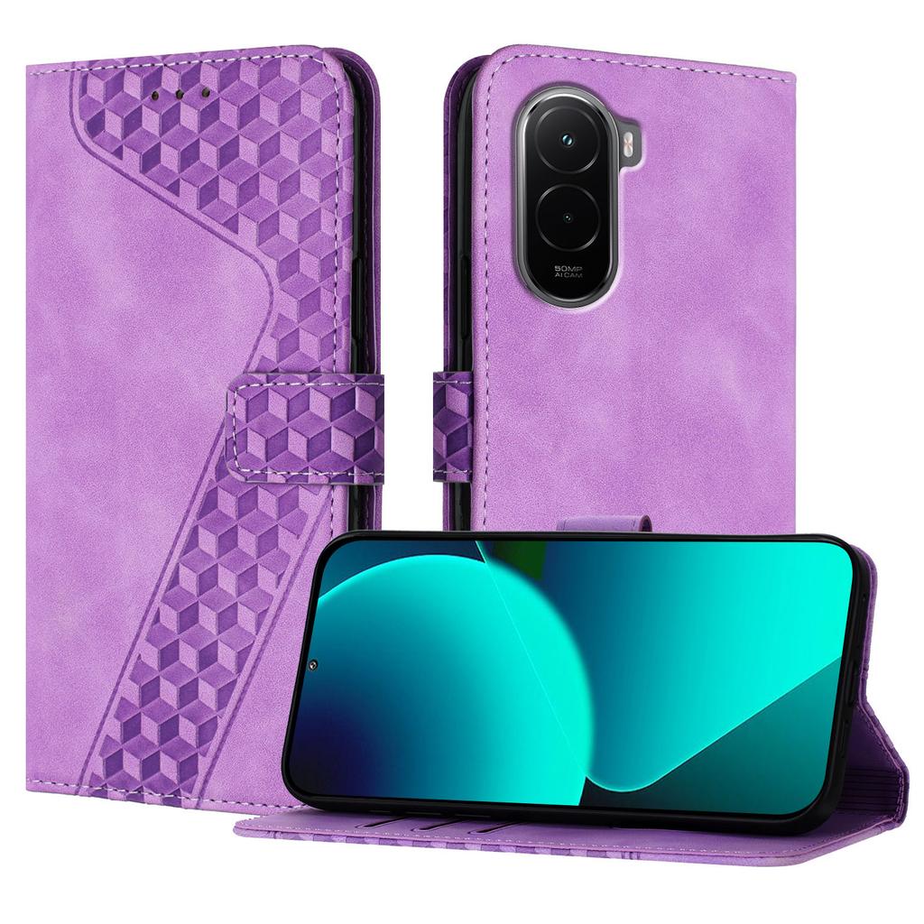 Для Xiaomi Poco M7 4G (169 мм) Кожаный чехол с 7-образным узором, кошелек-подставка, противоударный чехол для телефона