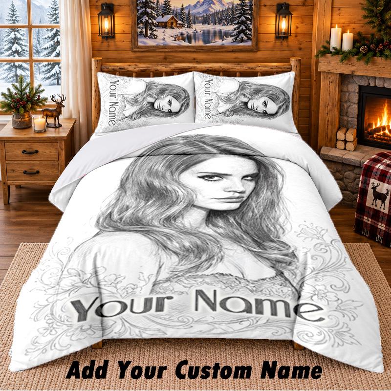 Lana Del Rey Custom Name 3Pcs Bedding Set 1 Bed Sheet 2 Pillowcases Bedroom Home Decor