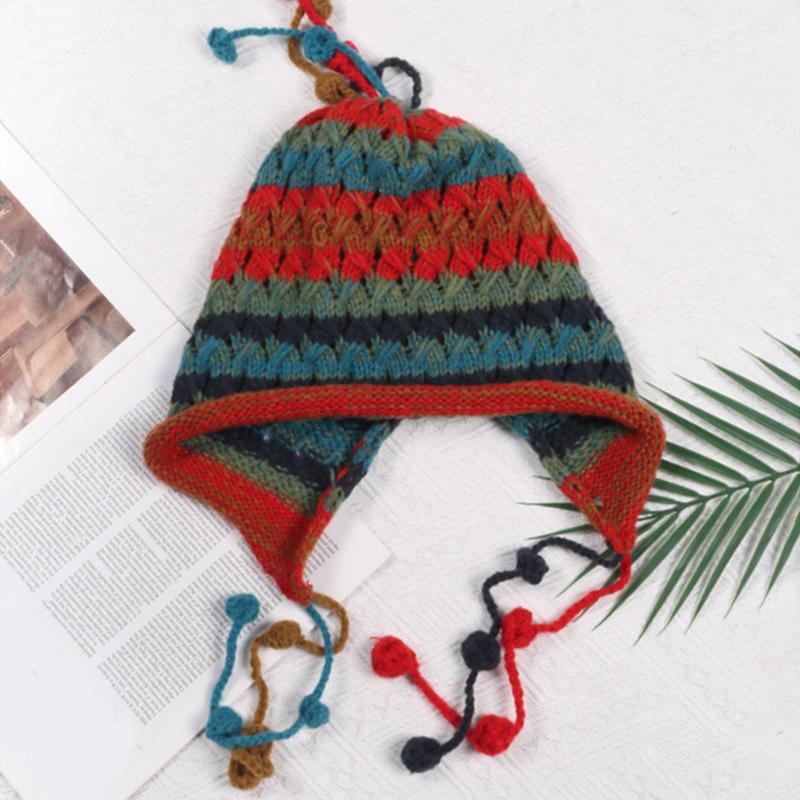 Женская мода повседневная осенне-зимняя вязаная панама красочные полосатые женские шапки