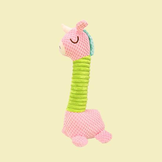 Pet Toy Pineapple Pattern Cartoon Giraffe Shape Bite-Resistant Plush Squeaky Dog Toy with Built-in Sound Long Neck Design