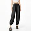 Women Casual Cotton And Linen Solid  Elastic Waist Long Straight Pants