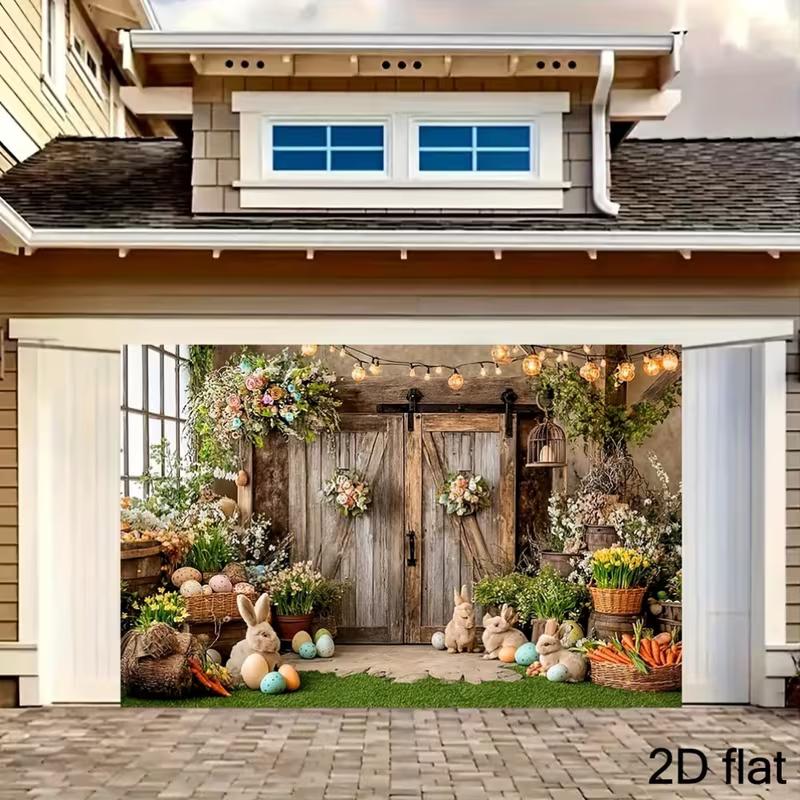 2D Rustic Easter Backdrop - Vintage Farmhouse Photography Background for Party
