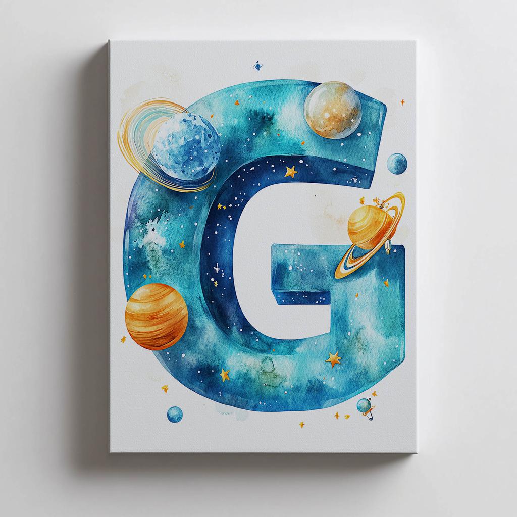 Letter "G" In Space - Decorative Poster Letter "G" In Space - Decorative Poster, 40X50 Cm, Frameless, Matte Paper 230 Gsm