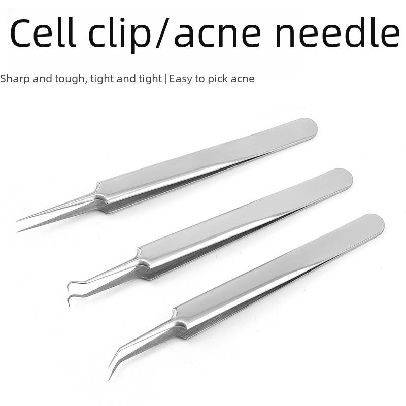 Инструмент для удаления прыщей из нержавеющей стали - экстрактор угрей и зажим для иглы