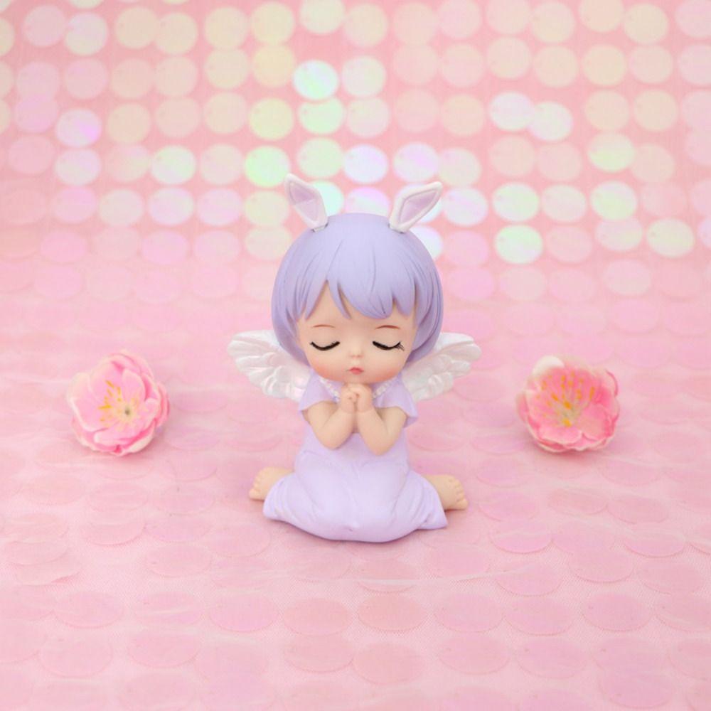 Pink Purple Resin Girl Ornaments Vinyl Garden Decorative Figure Angel Statuette Home Decoration