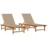 VidaXL Chaises longues lot de 2 table taupe bois d'acacia et textilène, lit de soleil, lit de repos, chaise longue 3279255