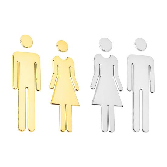 2Pcs Acrylic Bathroom Mirror Sign Adhesive Restroom Door Toilet 3D Sign Business Restaurant Office Hotel Washroom Wall Identification Signage