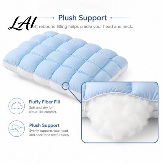 Comfortable Hypoallergenic Sleeping Pillow Cooling Quilted Puff Pillow Cloud-Like Bed Down Alternative Soft Springy Pillows for Dorm Rooms