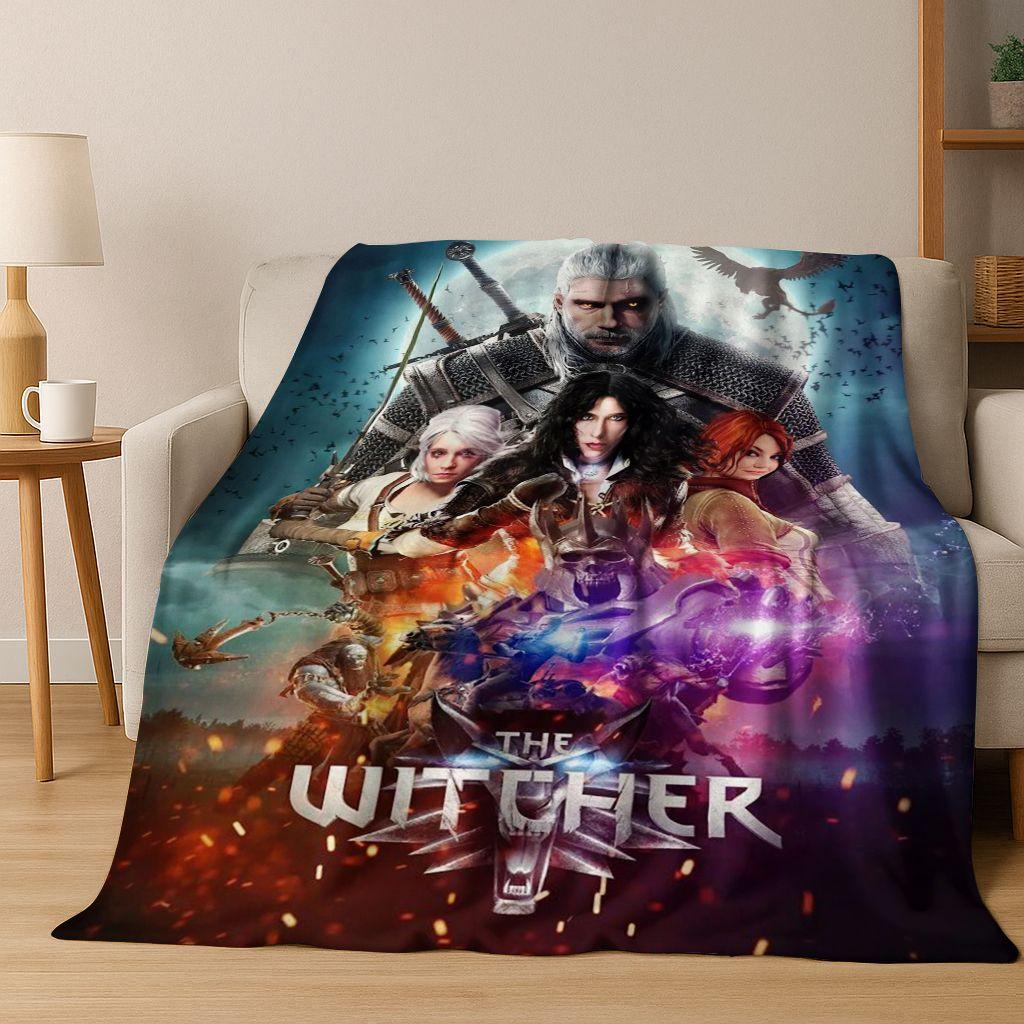 3D The W-Witcher Геральт Игры Мультяшное Фланелевое Одеяло, Теплое и Уютное Мягкое Плед для Дома Спальни Кровати Дивана Покрытие Детский Подарок