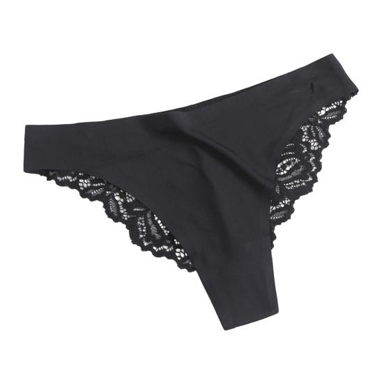 Lace Thongs for Women Sexy G-String Underwear Seamless T Back Low Waist Panties Ice Silk Comfy Briefs