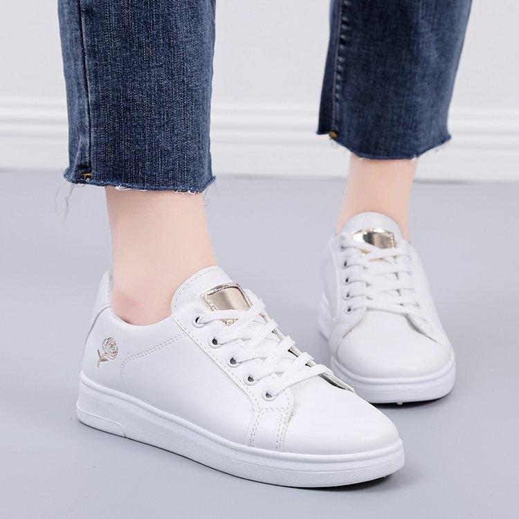 Womens White Shoes Rose Embroidery Women Sneakers Breathable Women Casual Shoes Female Shoes Lace-up Zapatillas De Mujer