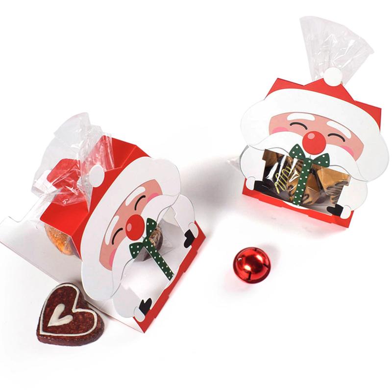 8/16pcs Christmas Santa Claus Cookie Bag Santa Claus Printed Paper Box Christmas Candy Packaging Box