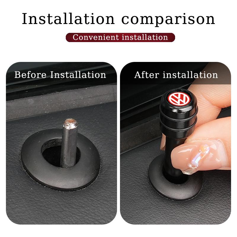 ear1 Aluminum Car Door Lock Knob Pull Pin Safety Covers for Volkswagen VW GOLF JETTA PASSAT Polo TOUAREG T-ROC Beetle BORA CC