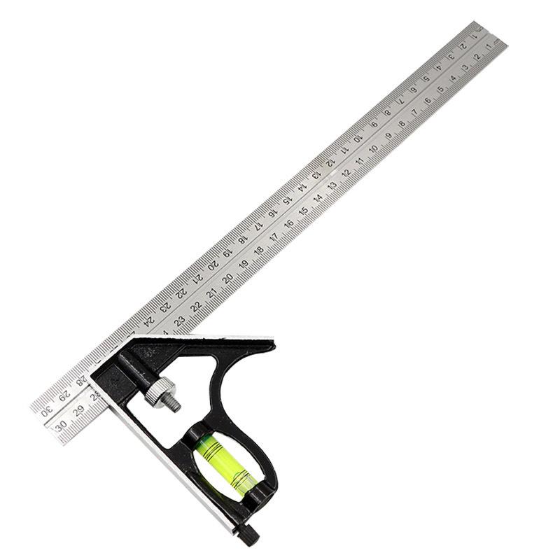 12-дюймовая регулируемая комбинированная угловая линейка 45/90 градусов с пузырьковым уровнем