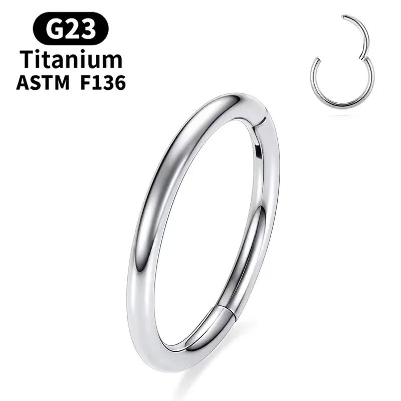 1/2 шт. Титановый пирсинг для носа ASTM F136 G23 Женские кольца для пирсинга тела Кликер с шарниром Открытое кольцо для носа с диафрагмой