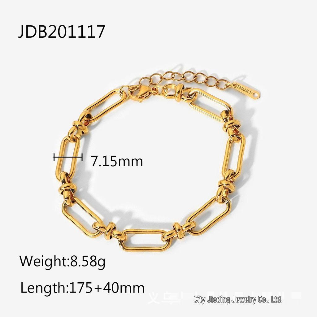 Элегантный кубинский браслет из нержавеющей стали - Женский титановый браслет высокого класса с гальваническим покрытием, не тускнеющий