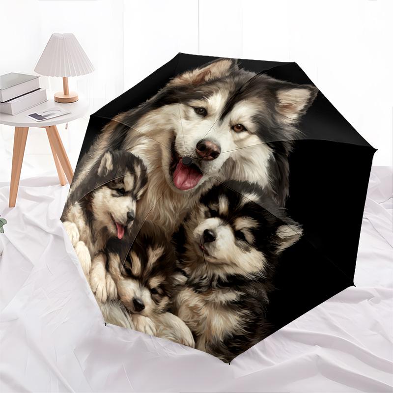 Узор "Три Волка", автоматический складной зонт, портативная и складная конструкция, 8 спиц, рождественский или день рождения подарок.