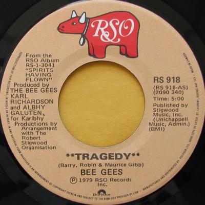 Пластинка 7 дюймов BEE GEES - Tragedy RS918 RSO 1979 Канада Soul/Funk Б/у