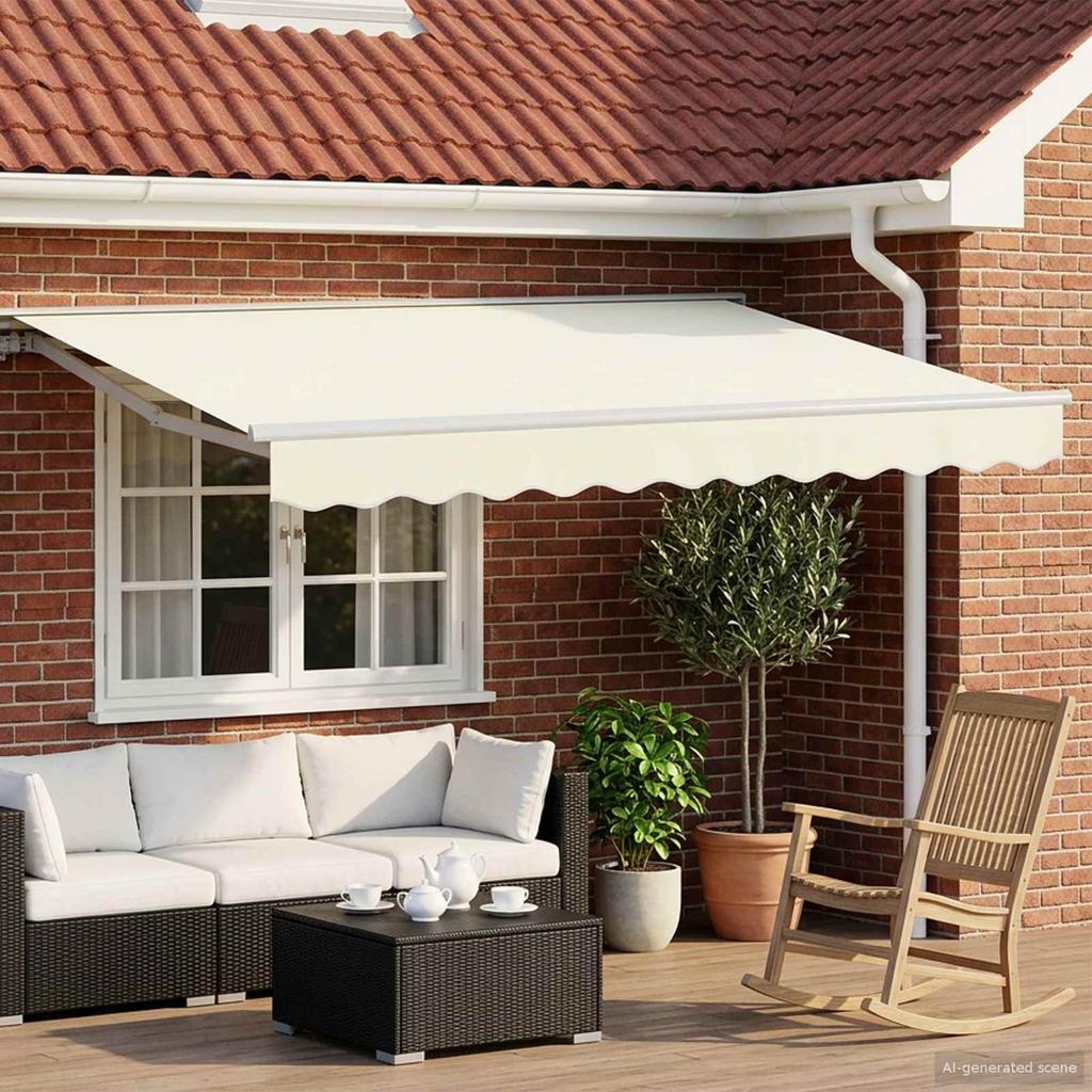 Manual Retractable Awning Cream 3 x 2.5 m