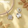WOSTU Autumn 925 Sterling Silver Maple Leaf Charms Pine Cone Pendant Golden Butterfly Murano Beads Fit Bracelet DIY Jewelry Make