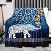 Cute Elephant Print Throw Blanket African Animals Warm Cozy Flannel Home Decor Colorful Dreamy Bubbles Pattern
