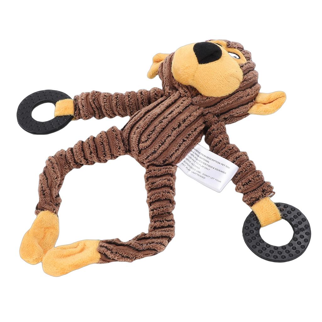 Squeaky Monkey Dog Toy Funny Sound Cute Stuffed Animal Interactive Pet Plush Toy for Pet Entertainment Brown