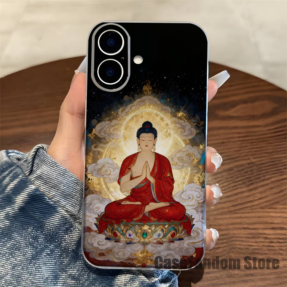 Традиционный китайский буддийский чехол для телефона Гуаньинь для iPhone 17,16,15,14,13,12,11 Pro,Max,Plus,X,XS,XR Mini Прозрачный мягкий чехол