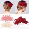 Crystal Wedding Red/Pink/Champagne Bridal Clips Flower Hair Pin  Hair Combs Bridesmaid Tiara