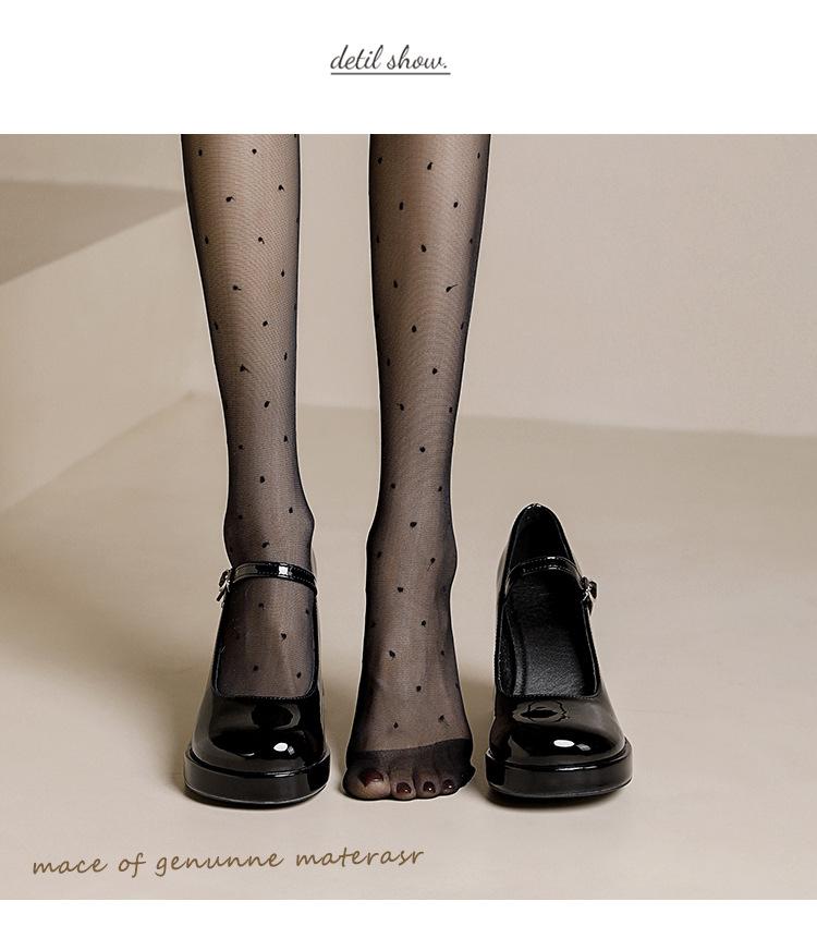 2025 новые весенне-осенние черные туфли Мэри Джейн из маленькой кожи, водонепроницаемые, с ремешком-пряжкой, на высоком каблуке, женские туфли на толстом каблуке