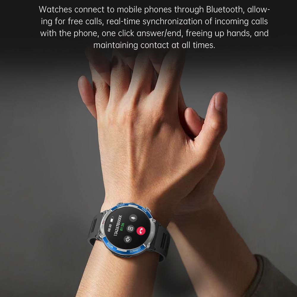 1,52-дюймовый Bluetooth-звонок Смарт-часы для мужчин Фитнес-трекер 420 мАч Аккумулятор IP68 Водонепроницаемый Спорт на открытом воздухе Смарт-часы для Android Ios