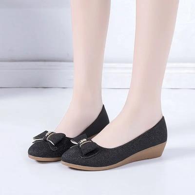 Женские туфли-лодочки Женская обувь Круглый носок Средний каблук Бант Весна 39 Высокое качество Распродажа Нескользящие Акция Люксовый бренд Повседневные