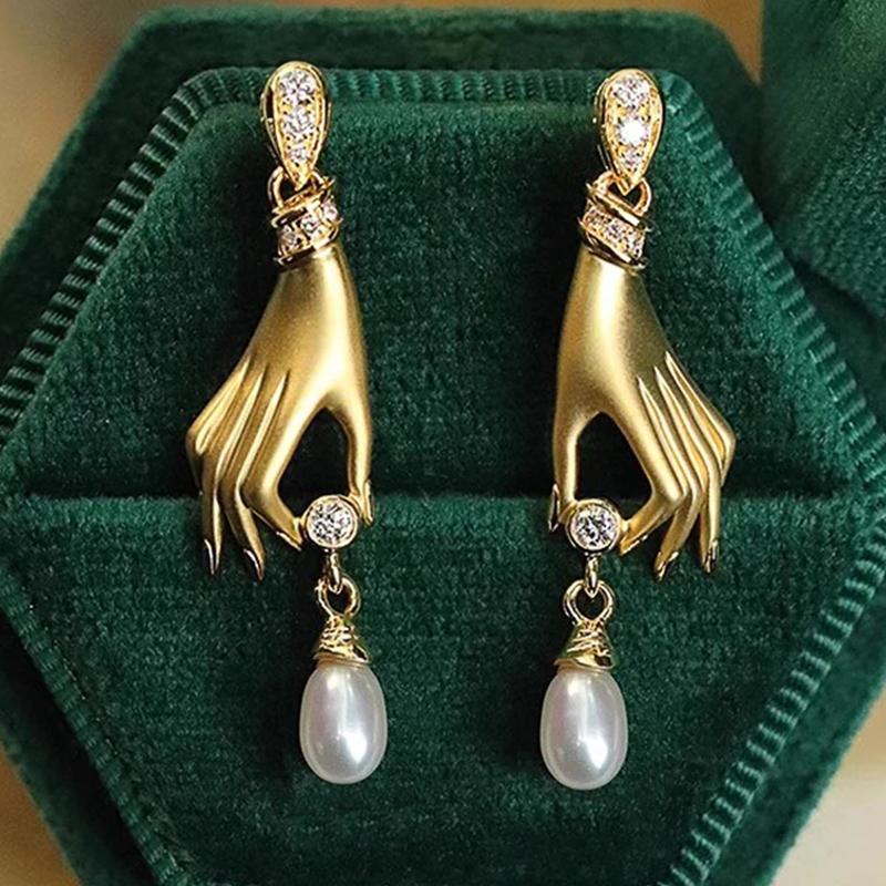 CAOSHI Creative Design Imitation Pearl Dangle Earrings for Women Dance Party Female Exquisite Accessories Trendy Elegant Zircon