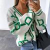 Autumn and Winter Women's Knitted Cardigan Sweater V-Neck Button Cozy Casual Knitted Cardigan