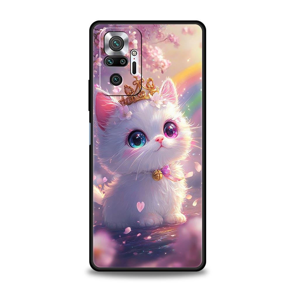 Чехол для телефона с ярким дизайном кошки для Redmi 14C 10C Note 15 14 13 12 10 11 K40 Pro Plus 5G Мягкий ТПУ Ударопрочный корпус Fundas