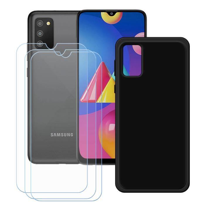 Coque et Protecteur d'écran - FZ - Samsung Galaxy A02S - Noir - Souple - Inclut 3 Verres Trempés