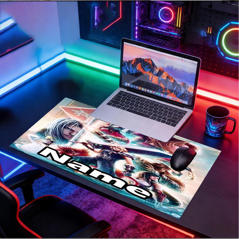 Custom Name Personalized Final Fantasy Pattern Mousepad, Laptop PC Desk Mat, Decorative Desk Mat for Home Keyboard Pad Gift