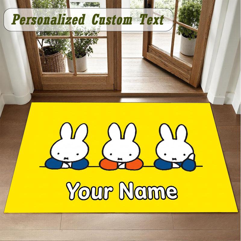 Crystal Velvet Square Rug Custom NameMiffy Pattern Non Slip Home Floor Decor Rug