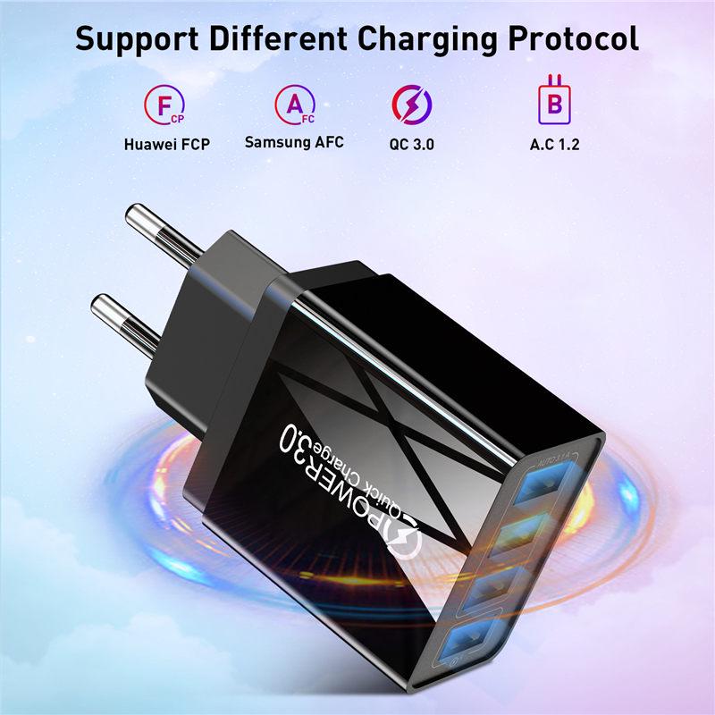 4 USB-зарядное устройство Быстрая зарядка 4.0 3.0 для Huawei lite Samsung Xiaomi QC 3.0 зарядное устройство для телефона iPhone