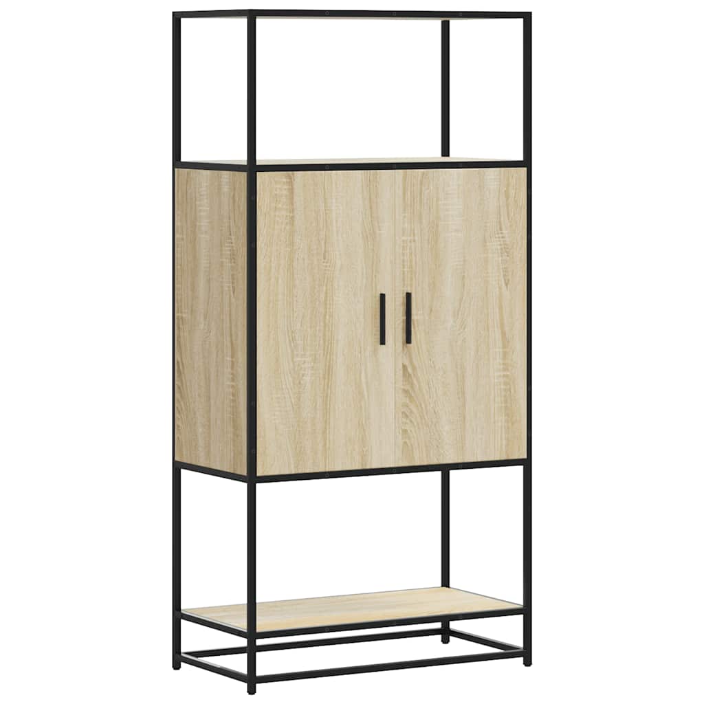 Highboard in Sonoma Oak Finish 27.2 x 13.8 x 54.7 in (69 x 35 x 139 cm) Made of Engineered Wood and Metal