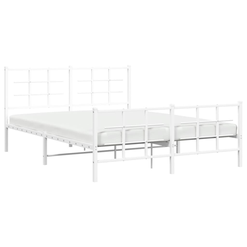 Vidaxl Металлическая Рама Кровати С Изголовьем И Изножьем, Белая, 150X200 См