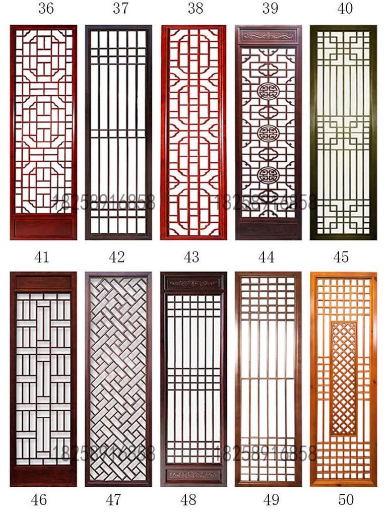 Antique Chinese Dongyang Solid Wood Windows and Doors: Fretwork Entrance Screens & Living Room Grille Partitions.