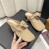 Баотоу полутапочки женские весна-лето уличная одежда 2025 новинка интернет-знаменитость жемчужный бант мягкая подошва сказочный стиль сандалии