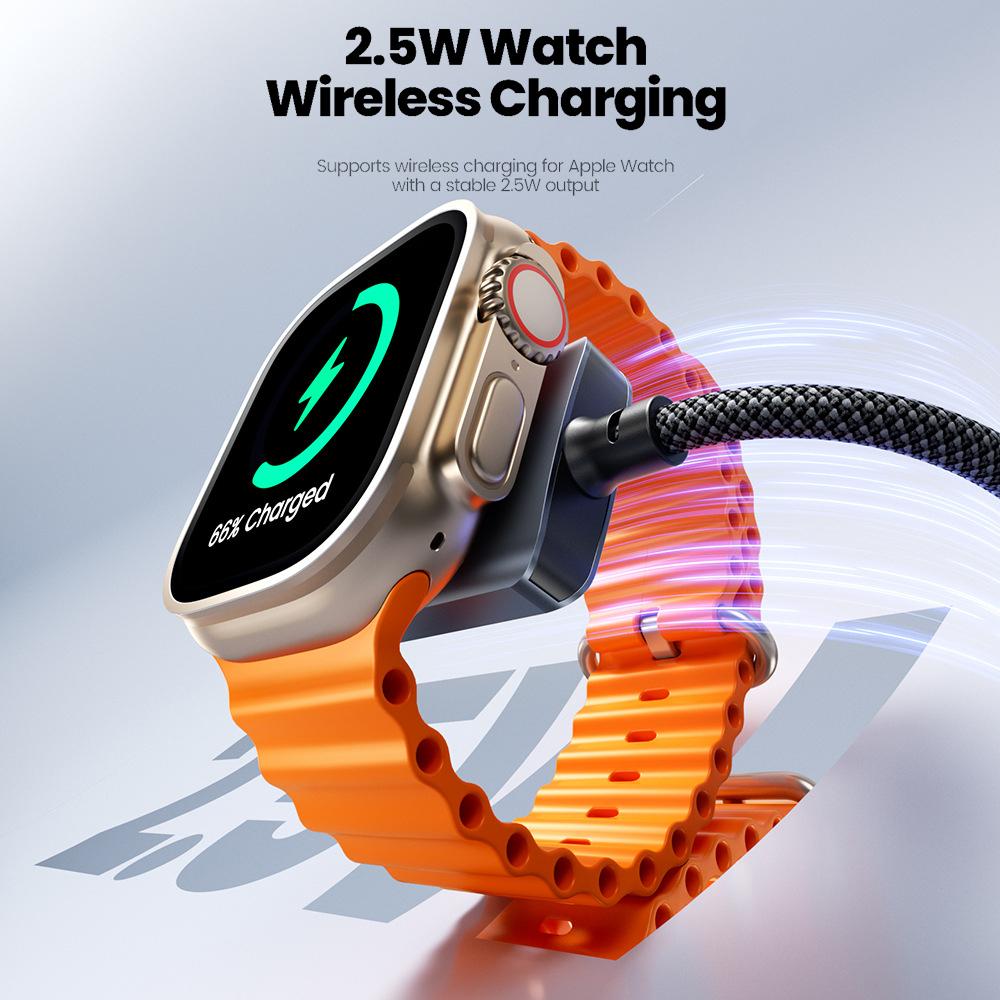 Toocki USB-кабель 100 Вт с магнитной подставкой для часов 2,5 Вт для iWatch Серии 2-в-1 Кабель Type-C для быстрой зарядки для IOS 15 16 17 Samsung S26