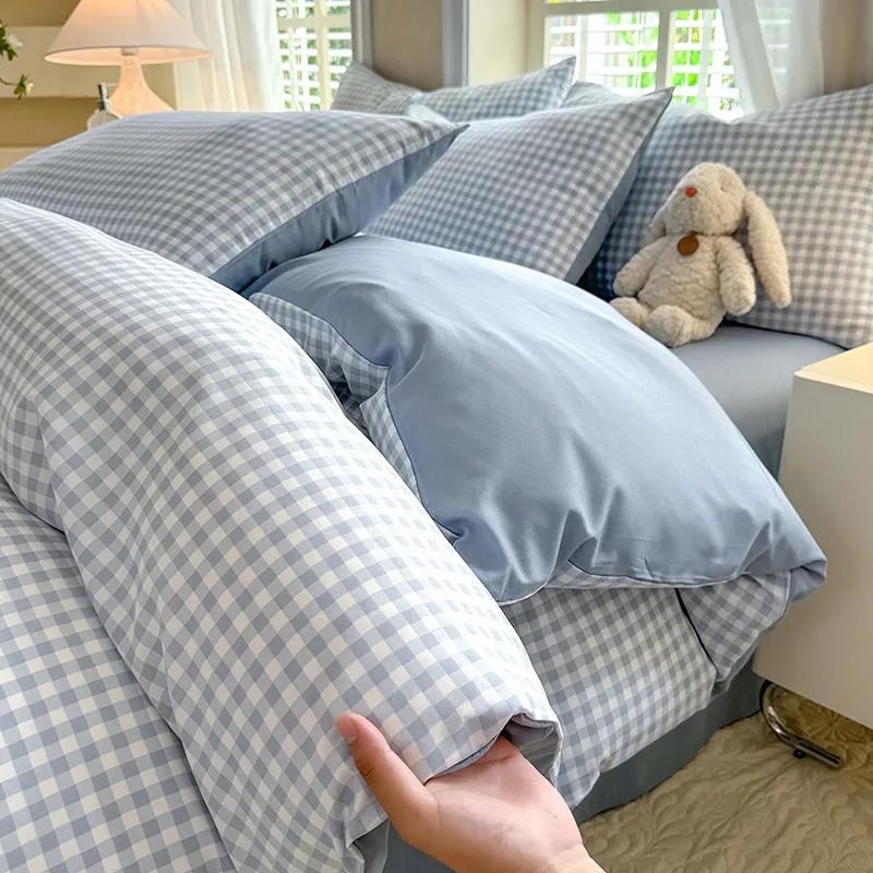 Checkerboard Bedding Set No Comforter Quilt Duvet Cover Pillowcase Flat Sheet Single Queen Size Polyester Bedclothes