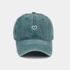 Soft Top Embroidered Heart Baseball Cap Retro Sunscreen Embroidery Love Baseball Hat Cute Thin Washed Cotton Baseball Cap